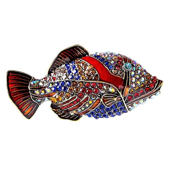 Fish Brooch Rhinestone Fish Pin - Picture 4 of 6